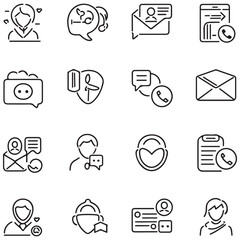 Contact us set of web icons in line style. Social Media network icons for web and mobile app. Customer service. Contact support sign and symbols. Call us, support, email, message, phone