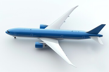 Naklejka premium A sleek, blue passenger aircraft soaring through the sky, showcasing modern aerodynamics and engineering excellence.