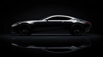 Obraz premium Sleek Black Sports Car Profile Studio Shot