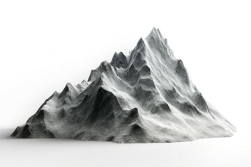 A dramatic mountain landscape sculpture featuring rugged peaks and textured surfaces, evoking a sense of adventure.