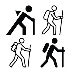 Four Hiking Icons Depicting Different Hiking Styles