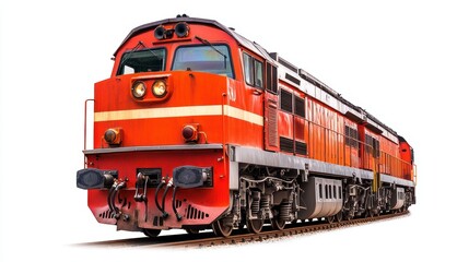 Fototapeta premium Vehicle train transportation locomotive Over white Studio Background.