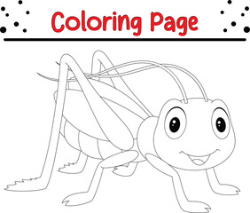 Grasshopper Coloring Page. Insect coloring book page