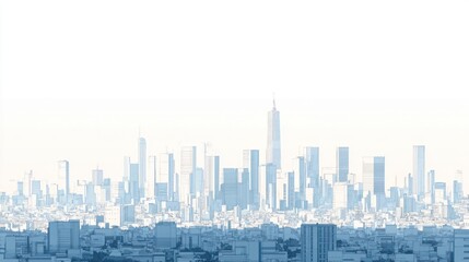 Obraz premium Futuristic city skyline, hazy day, urban landscape, architectural design, website banner