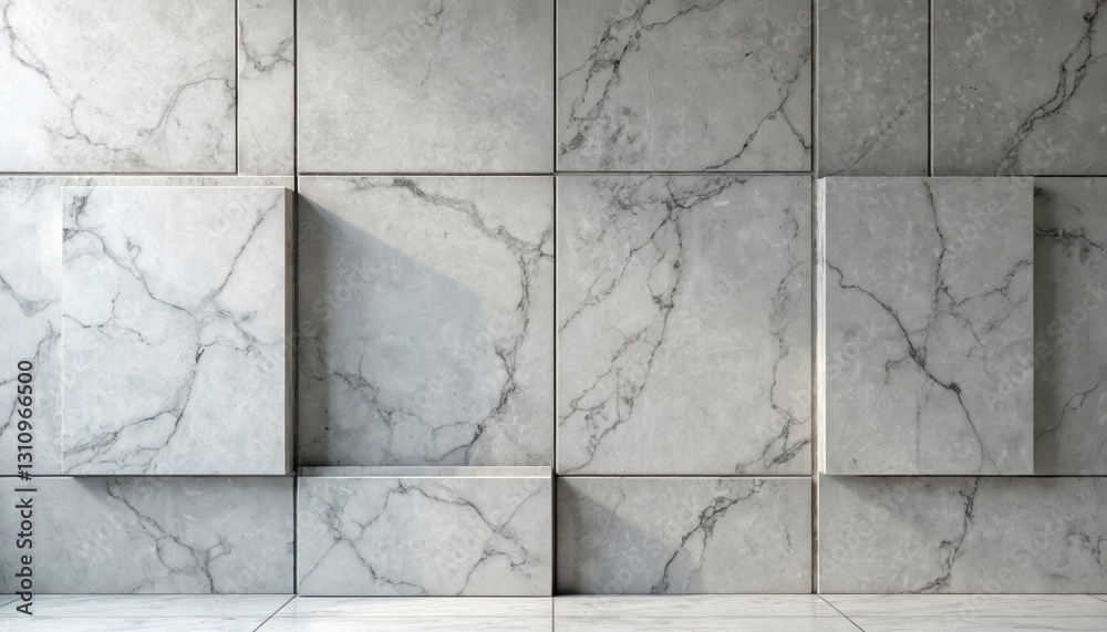 Leinwandbilder wall of grey concrete and white marble tiles. abstract texture design. pattern of surface, tile, sto