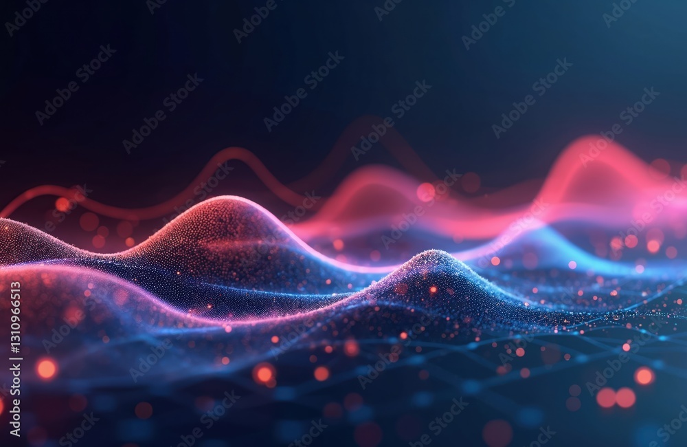 Leinwandbilder abstract glowing 3d rendering tech wallpaper. futuristic ai generated tech wave background with digi
