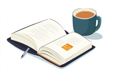 Open Book and Tea Cup, Calm Study Spot