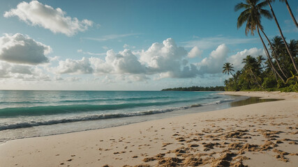 tropical beach with palm trees