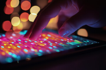 Fototapeta premium Colorful Digital Interaction at Night