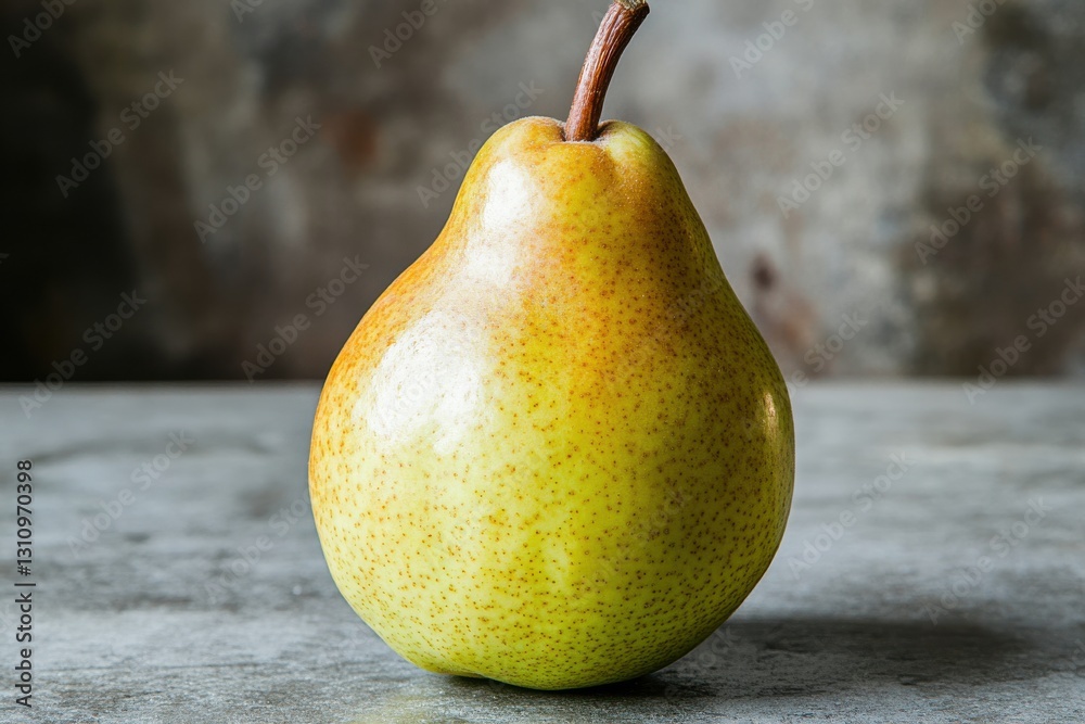 Aufkleber Fresh ripe pear with a smooth texture and subtle hues displayed on a textured surface in soft light