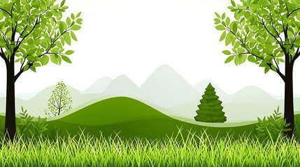 Obraz premium Lush Green Landscape with Trees