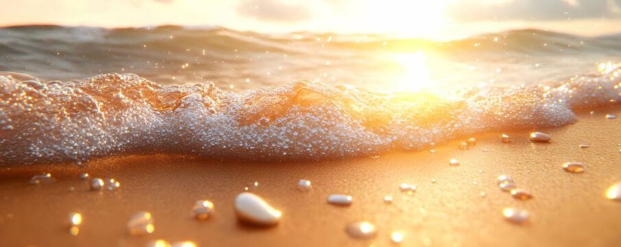 Golden Sunset Wave Illustration - Powered by Adobe