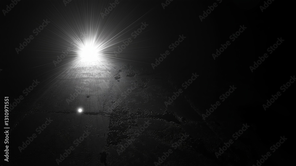 Poster a single bright led dot in a completely dark void.
