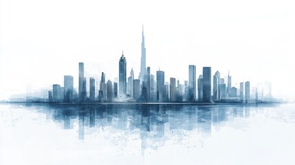 Obraz premium Cityscape, modern buildings, reflection, urban development, background for presentations