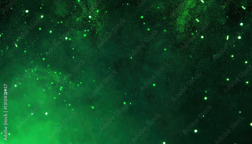 Poster mesmerizing abstract green bokeh with glowing particles, ideal for backgrounds, digital art, sci-fi,