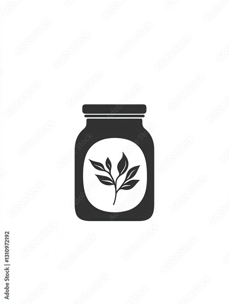 Poster elegant minimalist spice jar logo featuring a black and white design for herbal branding in a simple