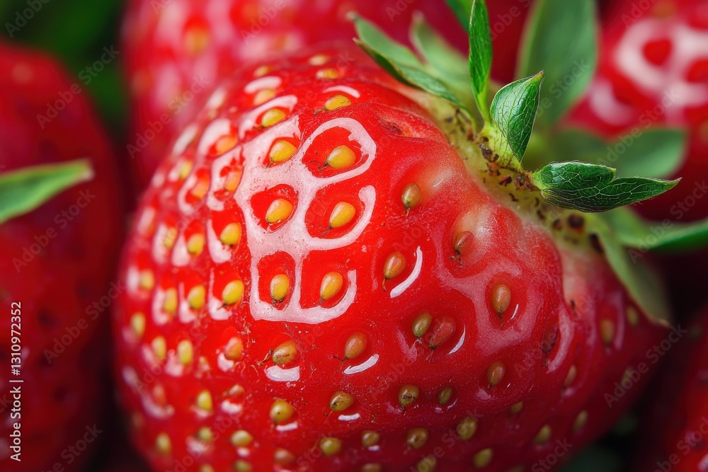 Poster fresh, ripe strawberries showcasing vibrant red color and natural texture in a close-up view during 