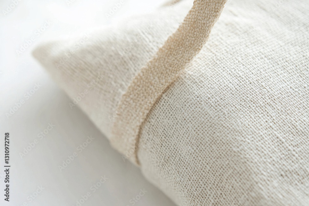 Poster Linen bag with textured strap displayed on a neutral background showcasing simplicity and elegance