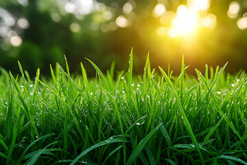 Dewy Grass Sunrise Illustration