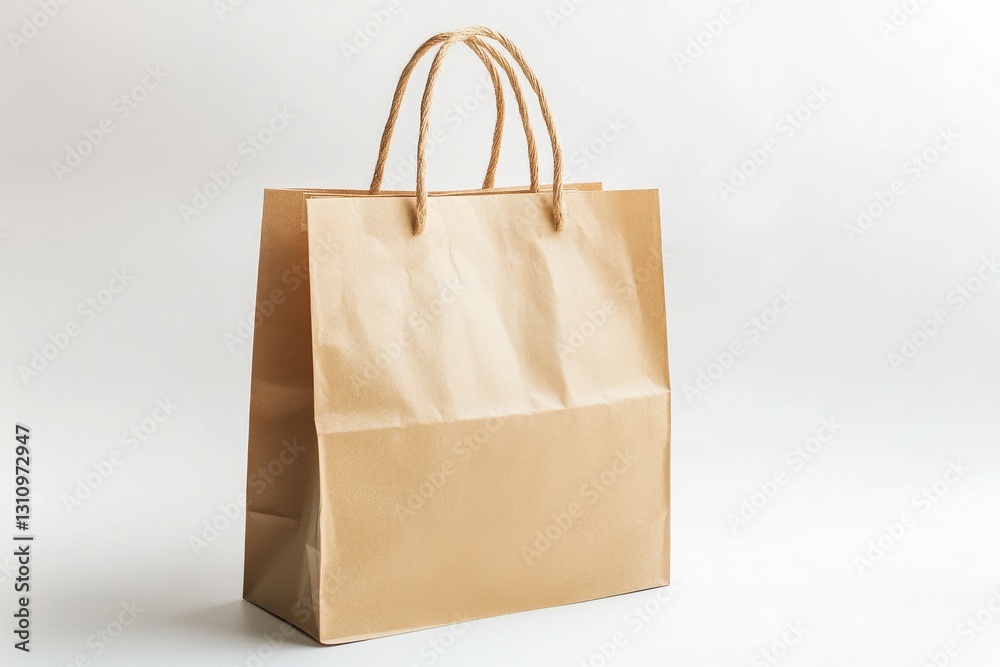Poster brown paper shopping bag on a neutral background, ready for use in various retail settings with a mi
