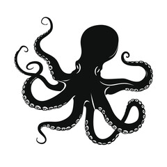 black silhouette of an octopus
