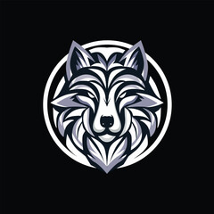 Wolf head logo.vector illustration on black background