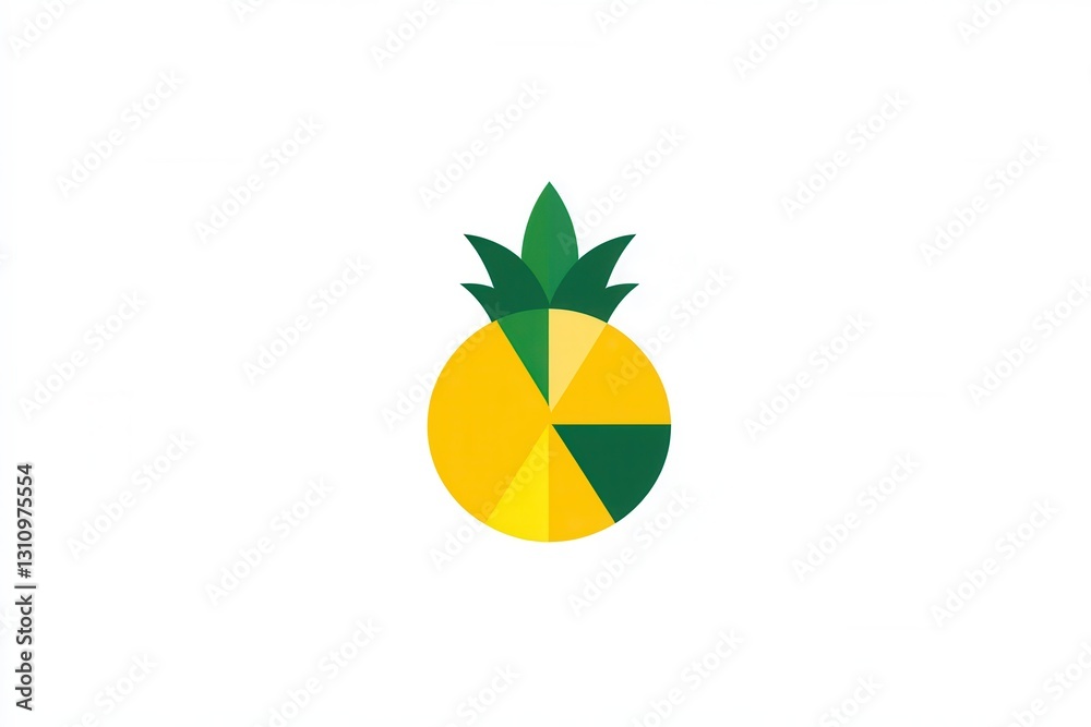 Poster minimalistic pineapple logo showcasing geometric abstraction in bright yellow green colors ideal for
