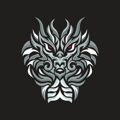 Dragon head logo vector on black background