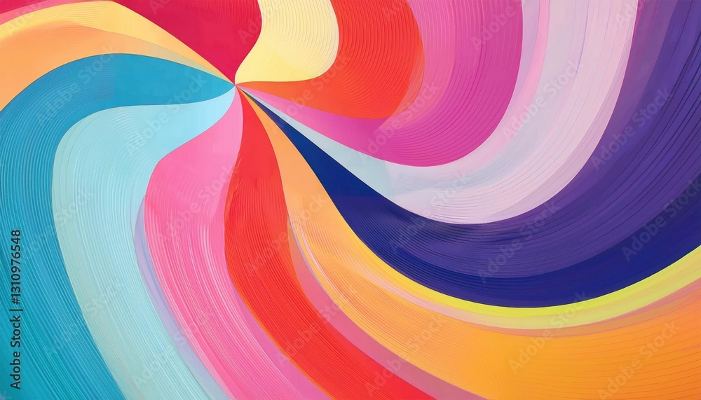 Poster vibrant abstract wave pattern with colorful curved lines in a modern fluid design for wall art, background, and decor

