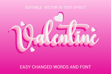 Valentine 3D Vector Text Effect Fully Editable High Quality 