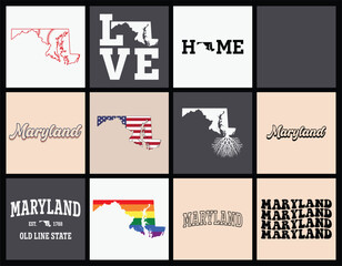Obraz premium Maryland state t shirt design