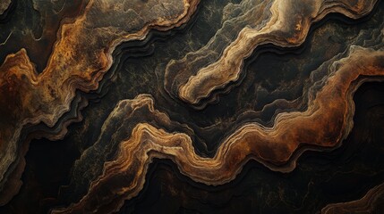 Obraz premium 72.An aerial perspective of Riotinto's terrain, where flowing, abstract forms in muted earth tones create a striking visual effect, resembling an organic, abstract canvas.