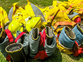 Firefighters at a fire training camp