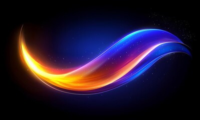 Vector speed of light in space on dark background. Abstract background in blue, yellow and orange neon colors. , isolated on white background,  , copy space for text,