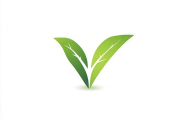 Fototapeta premium Clean green vegetarian food logo with leaf integration representing healthy lifestyle and plant based choices