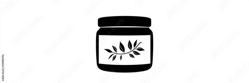 Poster elegant minimalist spice jar logo featuring simple black and white design with herbal elements for s