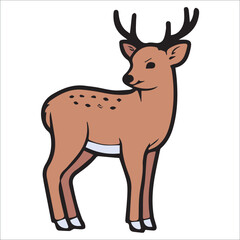Fototapeta premium Cute Cartoon Deer with Antlers in Profile View