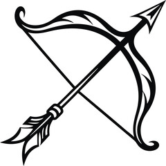 Modern and stylish bow and arrow silhouette vector art, bow and arrow line art vector icon design