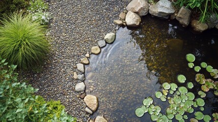 46.A richly detailed image of decorative garden pond gravel in a harmonious blend of natural and pastel hues, highlighting its textured surface.