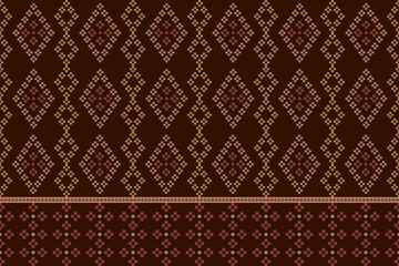 Vintage cross stitch traditional ethnic pattern.floral pixel art embroidery. Elegance background abstract Aztec beautiful seamless pattern for fabric,cloth,dress,carpet,curtain,sarong,batik