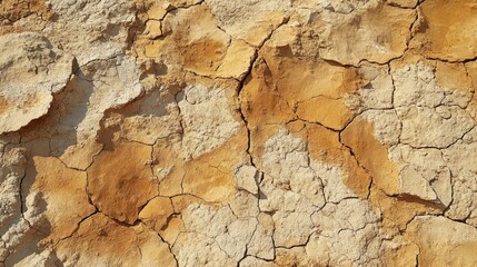 Fototapeta premium 85.Picturesque view of rough stony terrain with dry uneven surface and brown stones located in Bardenas Reales desert