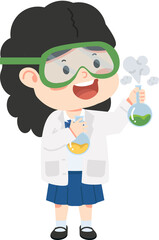 Adorable young scientist girl cartoon