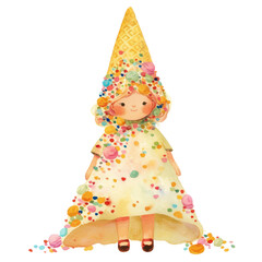 Whimsical ice cream cone girl fantasy land illustration art colorful playful vibe