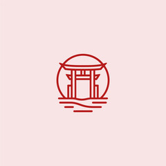 Torii Gate Line Art Logo – A minimalist torii gate in line art, symbolizing tradition and culture.