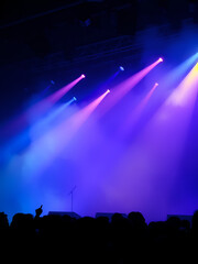 Naklejka premium Dramatic Stage Lighting Vibrant Fog Effect Performance