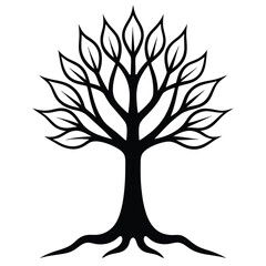 logo-of-a-tree-with-roots--a-vector design-graphic on white background.