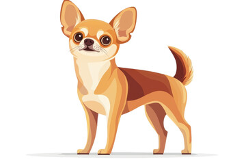 A flat style illustrated Chihuahua, isolate on white background, capturing its lively spirit and playful nature. PNG