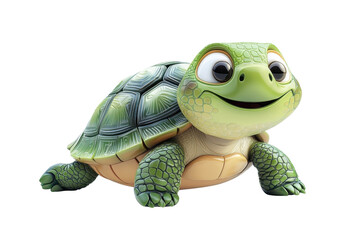 A 3D cartoon turtle character, isolate on white background, perfect for fun and educational designs. PNG