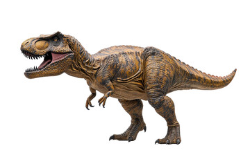 A standing Tyrannosaurus, isolate on white background, showcasing its powerful stance and impressive size. PNG
