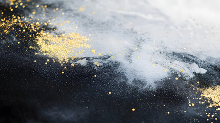 Obraz premium Black gold ink abstract flowing background